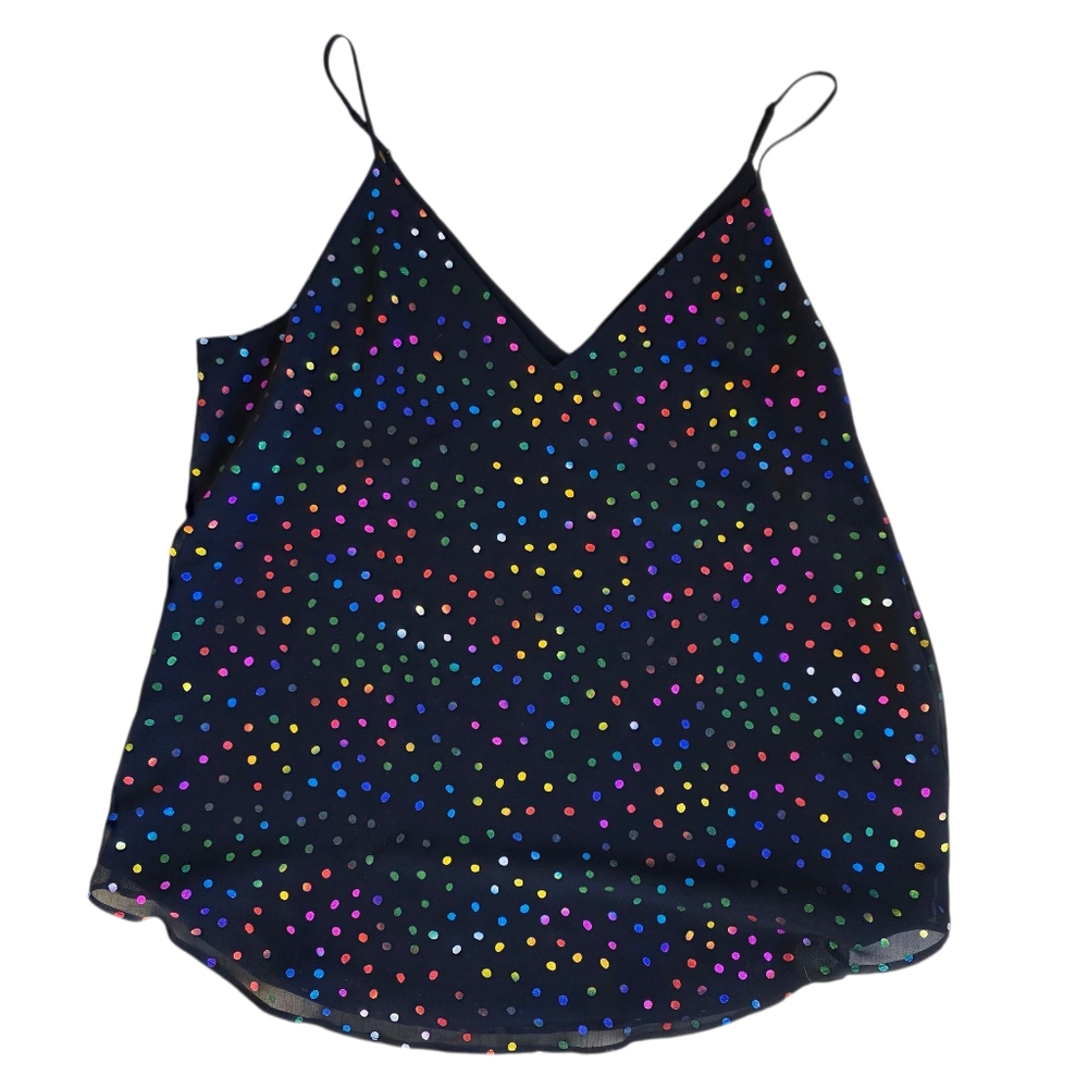 Express Camisole Black With Multicolor Shiny Polka Dots Size M